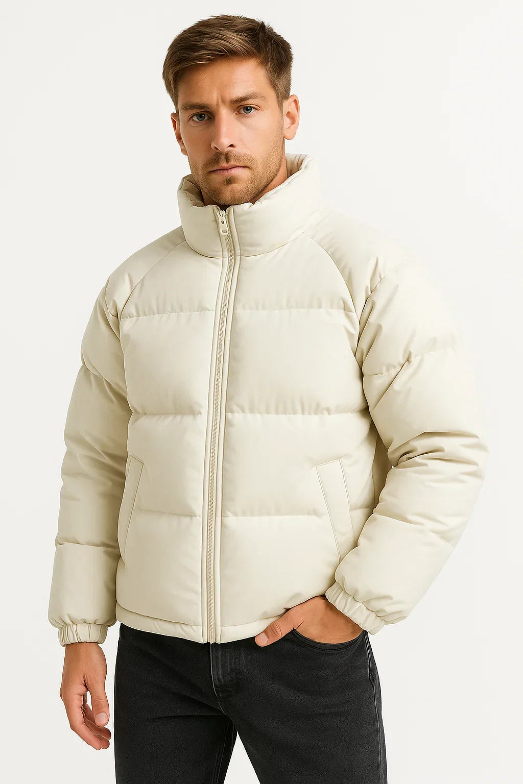 Maison Stand Collar Puffer Jacket | Quilted Insulated | Winter Outerwear