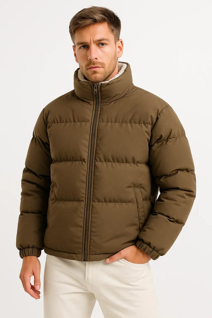 Maison Stand Collar Puffer Jacket | Quilted Insulated | Winter Outerwear