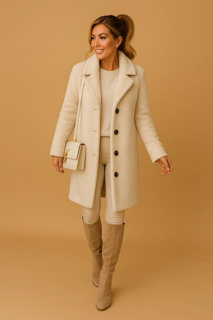 Maison Long Teddy Coat | Soft Textured Finish
