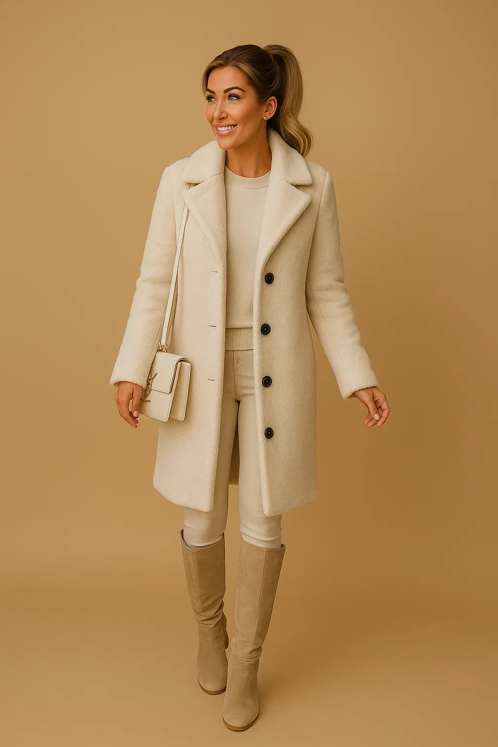Maison Long Teddy Coat | Soft Textured Finish