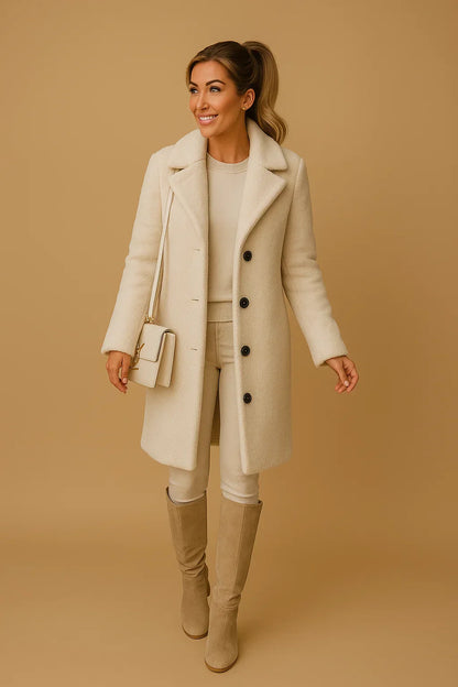 Maison Long Teddy Coat | Soft Textured Finish