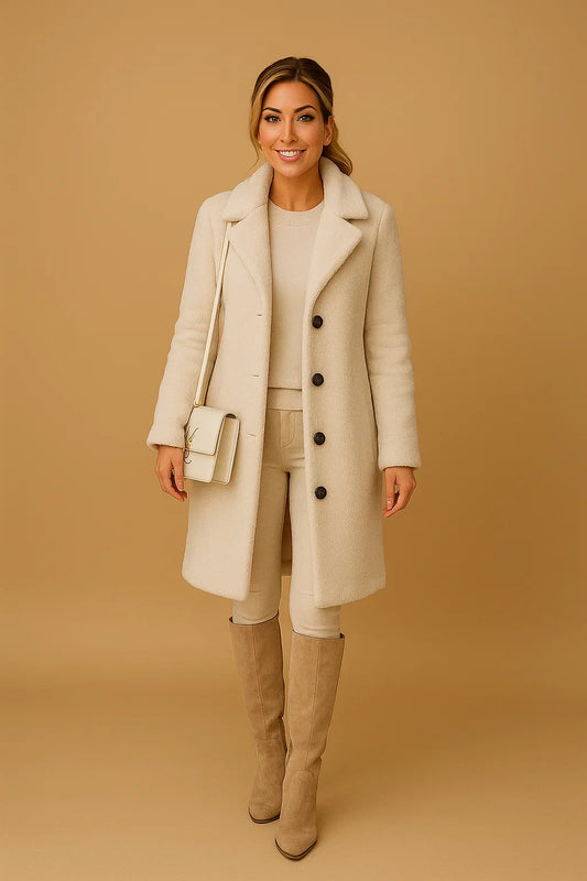Maison Long Teddy Coat | Soft Textured Finish