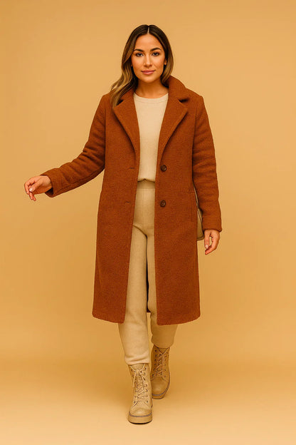 Maison Long Teddy Coat | Soft Textured Finish