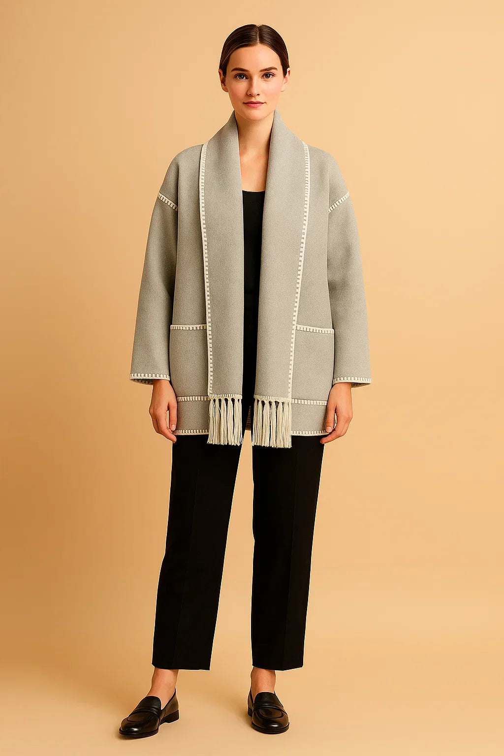 Maison Fringe Detail Coat | Relaxed Fit