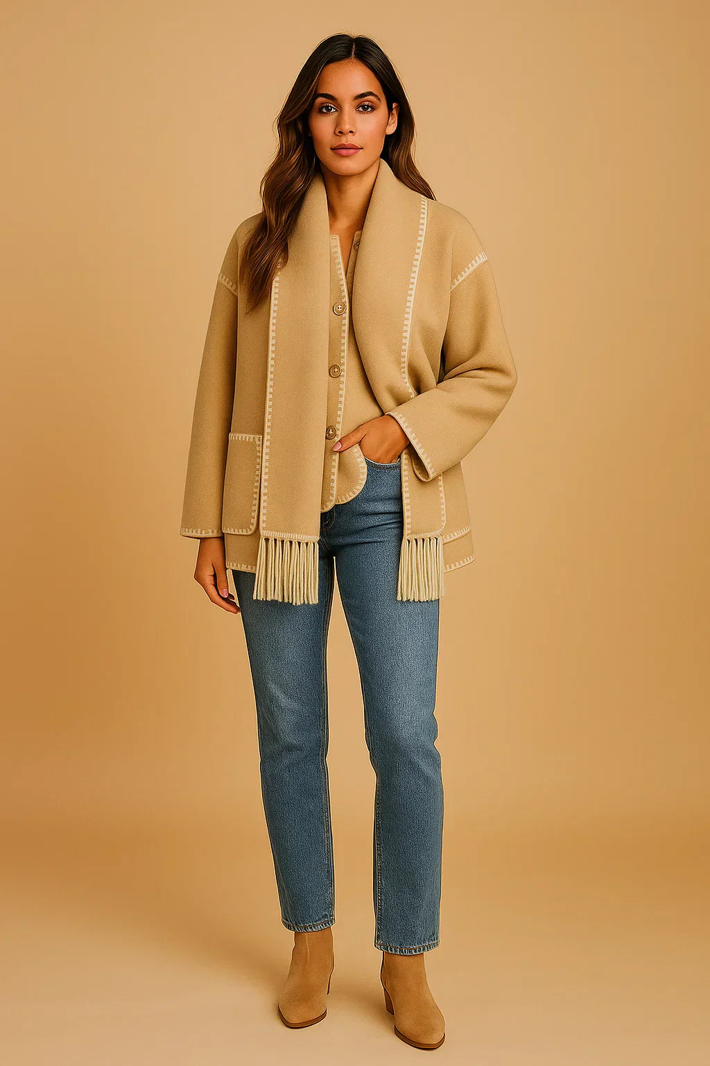 Maison Fringe Detail Coat | Relaxed Fit
