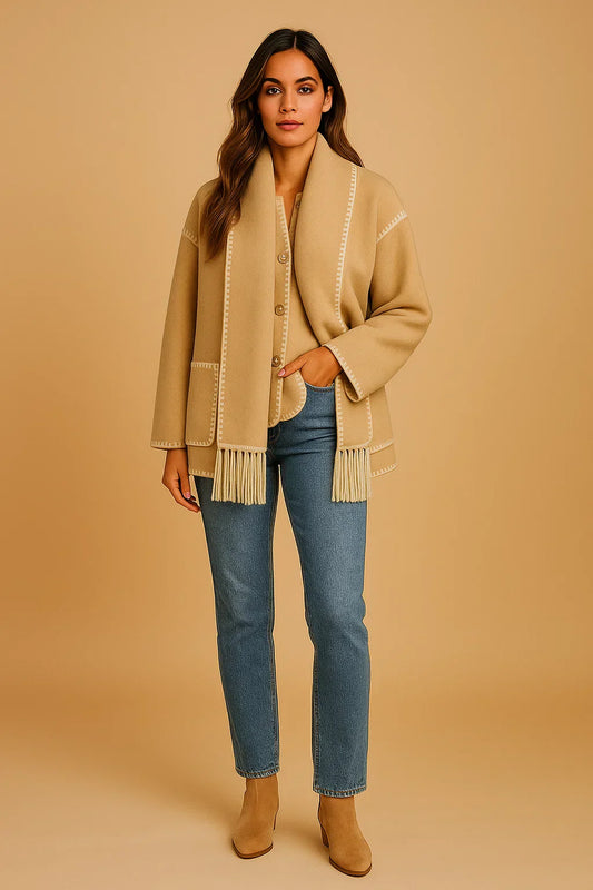 Maison Fringe Detail Coat | Relaxed Fit