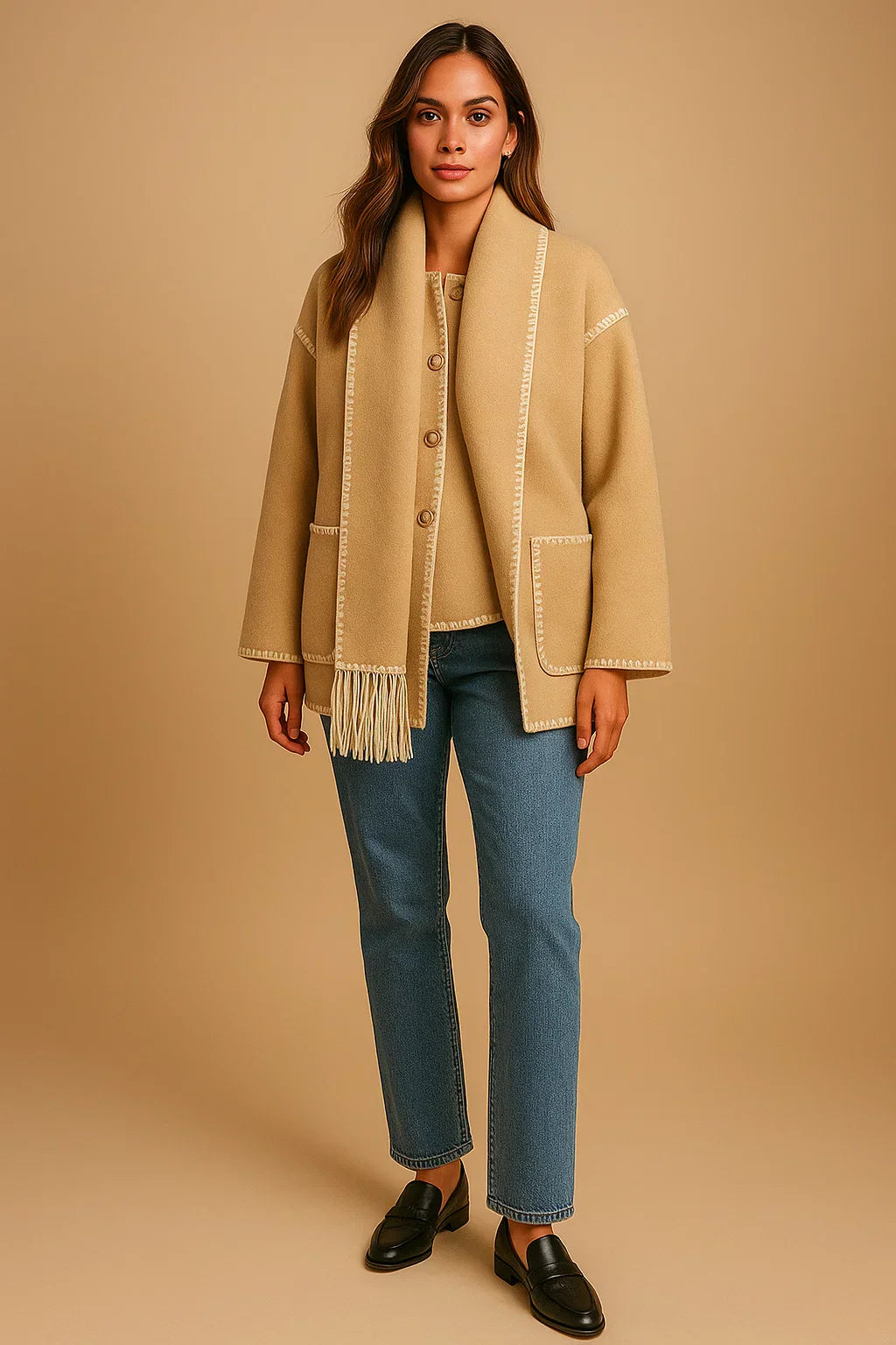 Maison Fringe Detail Coat | Relaxed Fit