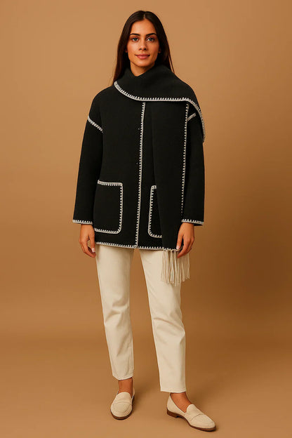 Maison Fringe Detail Coat | Relaxed Fit