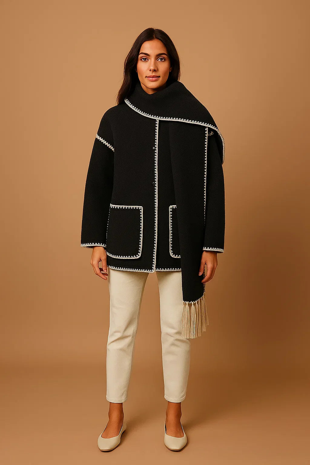 Maison Fringe Detail Coat | Relaxed Fit