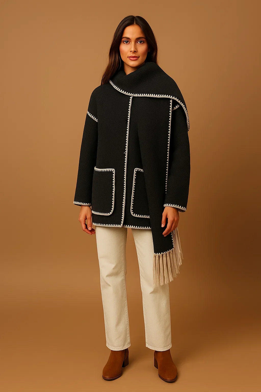 Maison Fringe Detail Coat | Relaxed Fit