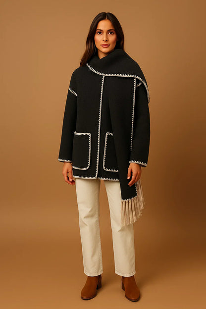 Maison Fringe Detail Coat | Relaxed Fit