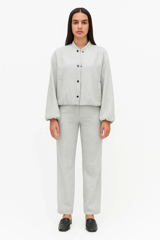 Buttoned Bomber Jacket | Stand Collar | Relaxed Fit