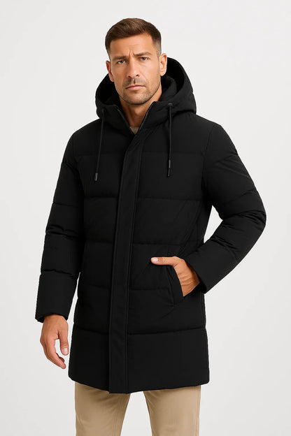 Winter Hooded Puffer Coat | Insulated Longline Design