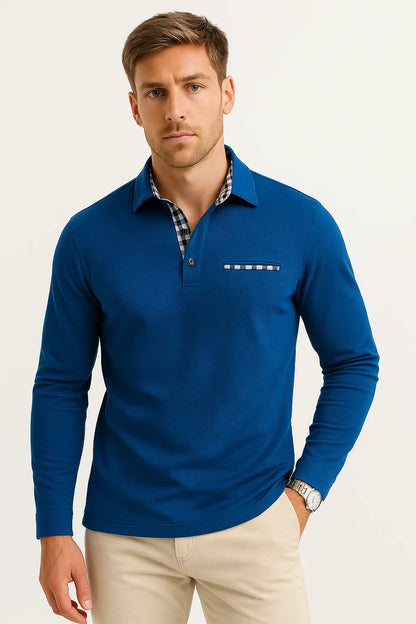 Men's Long Sleeve Polo Shirt | Knit Texture | Classic Regular Fit