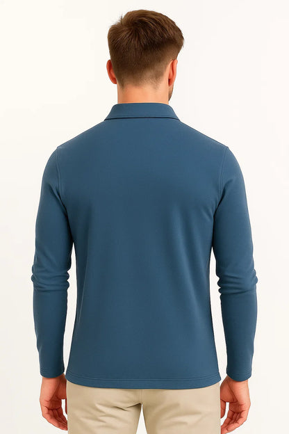 Men's Long Sleeve Polo Shirt | Knit Texture | Classic Regular Fit