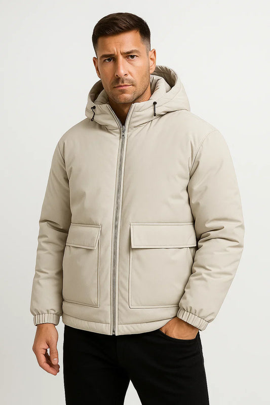 Men's Hooded Puffer Jacket | Quilted Oversized Fit | Winter Insulated