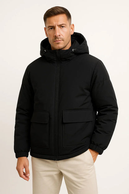 Men's Hooded Puffer Jacket | Quilted Oversized Fit | Winter Insulated