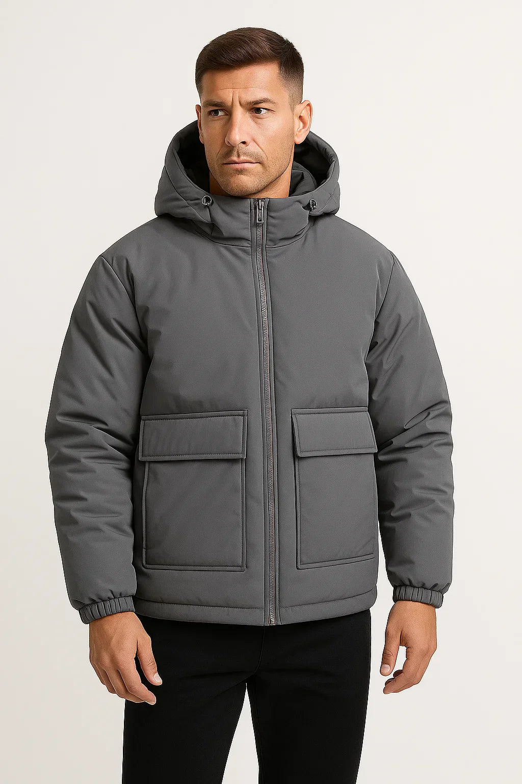 Men's Hooded Puffer Jacket | Quilted Oversized Fit | Winter Insulated