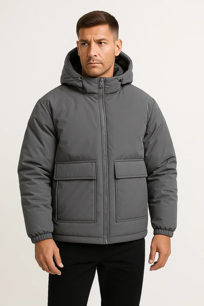 Men's Hooded Puffer Jacket | Quilted Oversized Fit | Winter Insulated