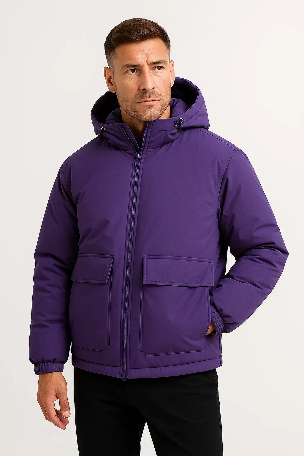 Men's Hooded Puffer Jacket | Quilted Oversized Fit | Winter Insulated