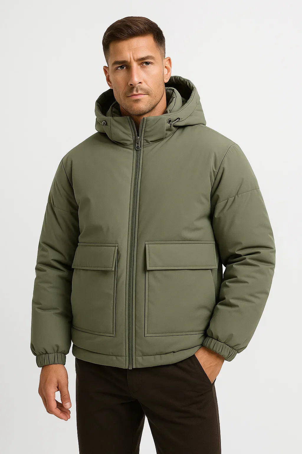 Men's Hooded Puffer Jacket | Quilted Oversized Fit | Winter Insulated