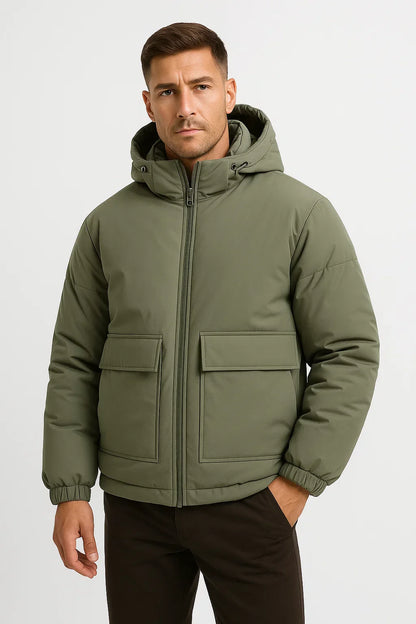 Men's Hooded Puffer Jacket | Quilted Oversized Fit | Winter Insulated