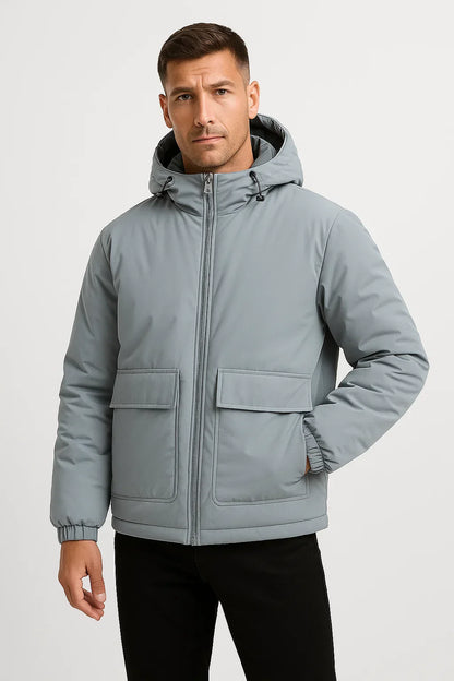 Men's Hooded Puffer Jacket | Quilted Oversized Fit | Winter Insulated