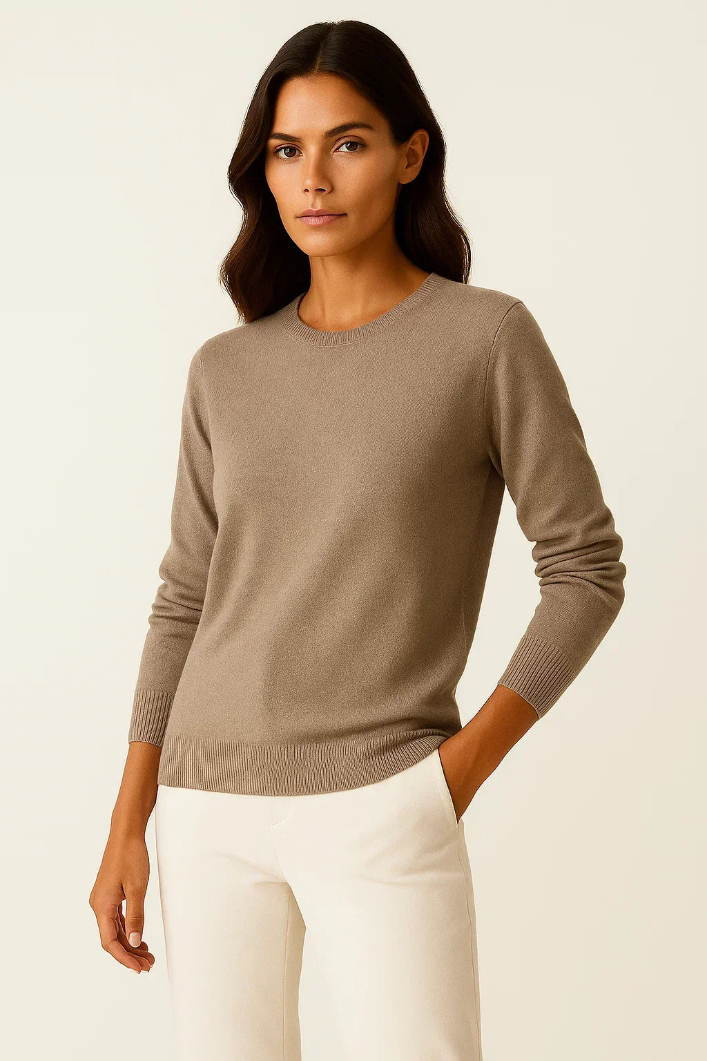 Women's O-Neck Sweater | Wool Blend Knit | Regular Fit