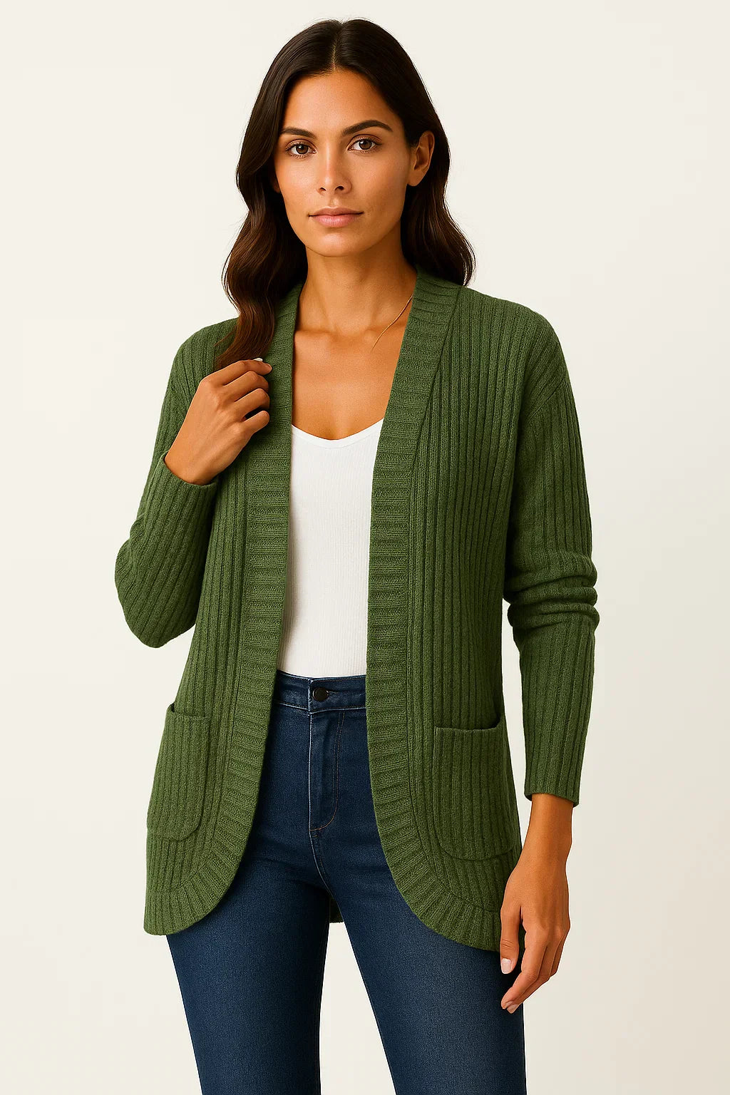 Ribbed Knit Cardigan | Open Front | Soft Casual Fit