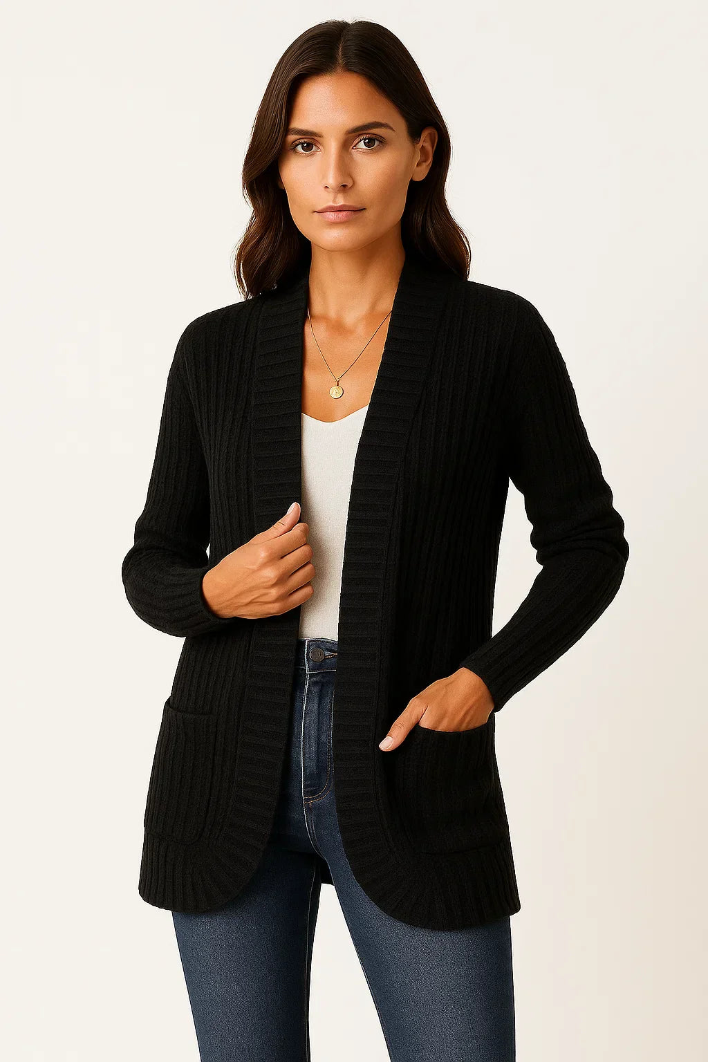 Ribbed Knit Cardigan | Open Front | Soft Casual Fit