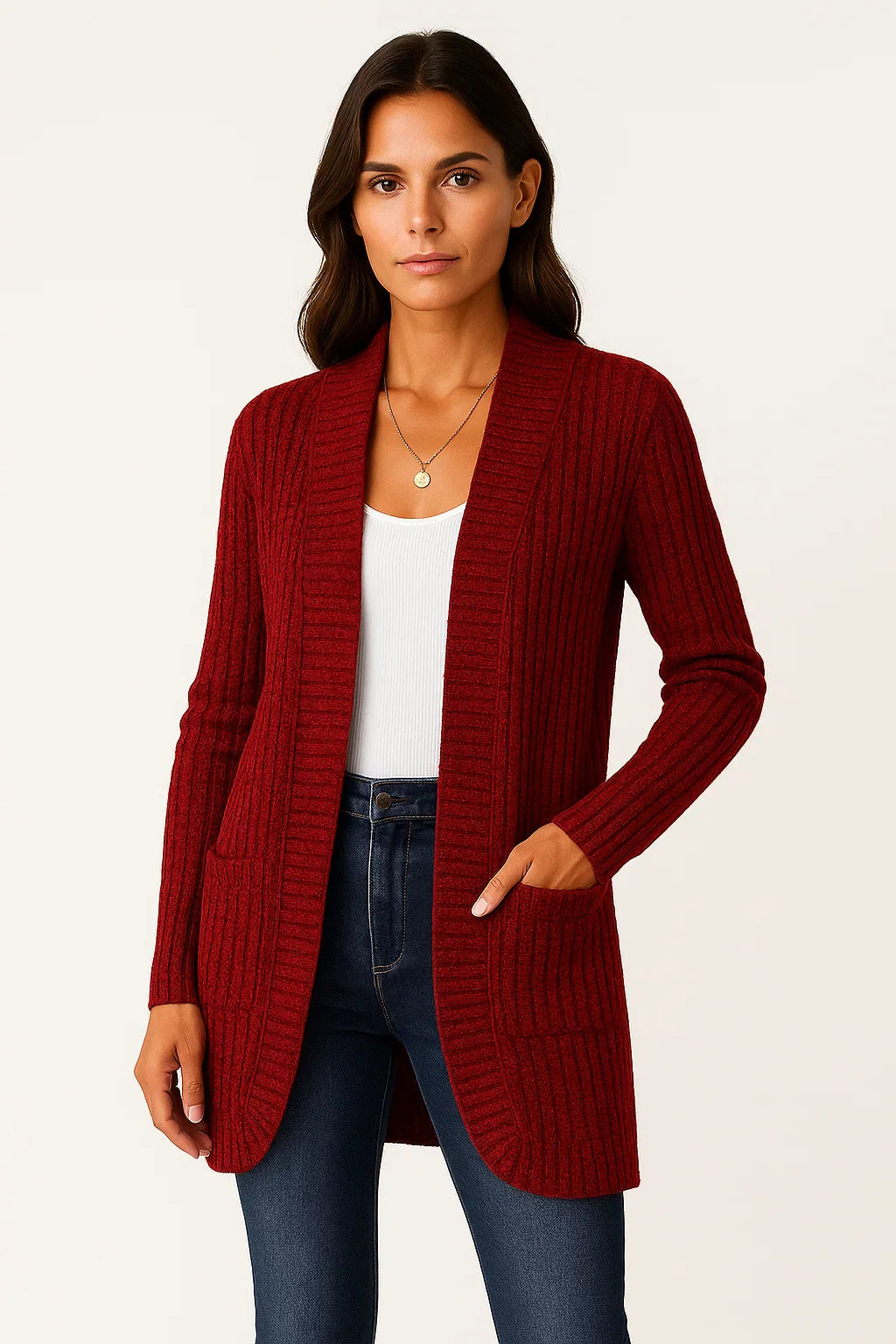 Ribbed Knit Cardigan | Open Front | Soft Casual Fit