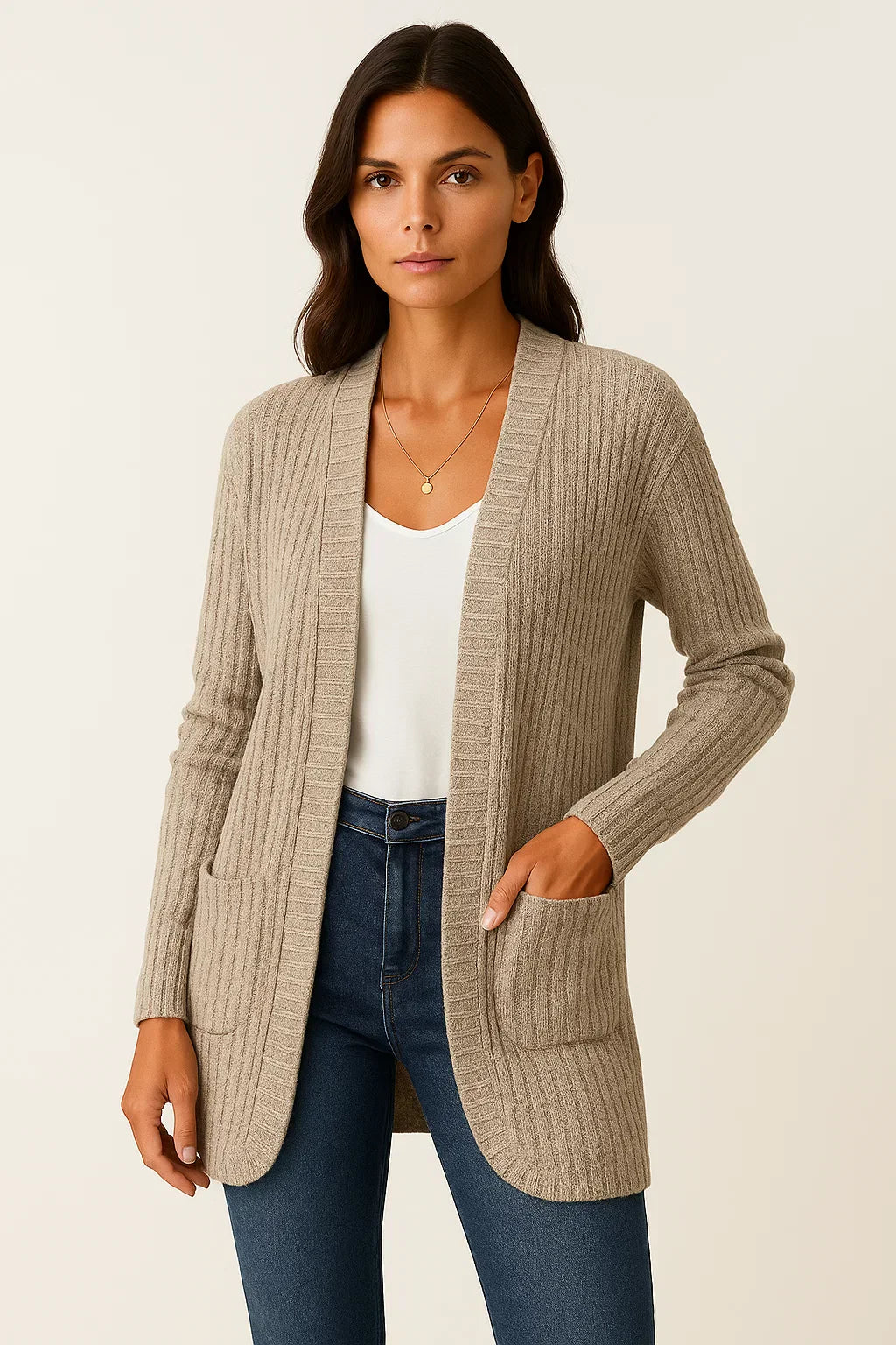 Ribbed Knit Cardigan | Open Front | Soft Casual Fit