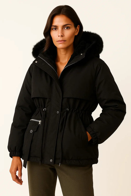 Women's Hooded Parka | Faux Fur Lined | Water-Resistant Adjustable Fit