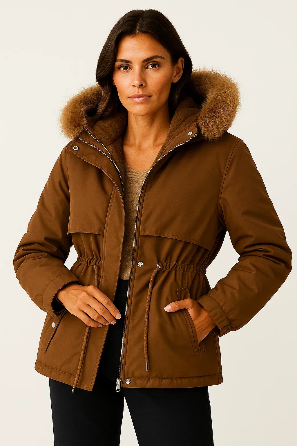 Women's Hooded Parka | Faux Fur Lined | Water-Resistant Adjustable Fit