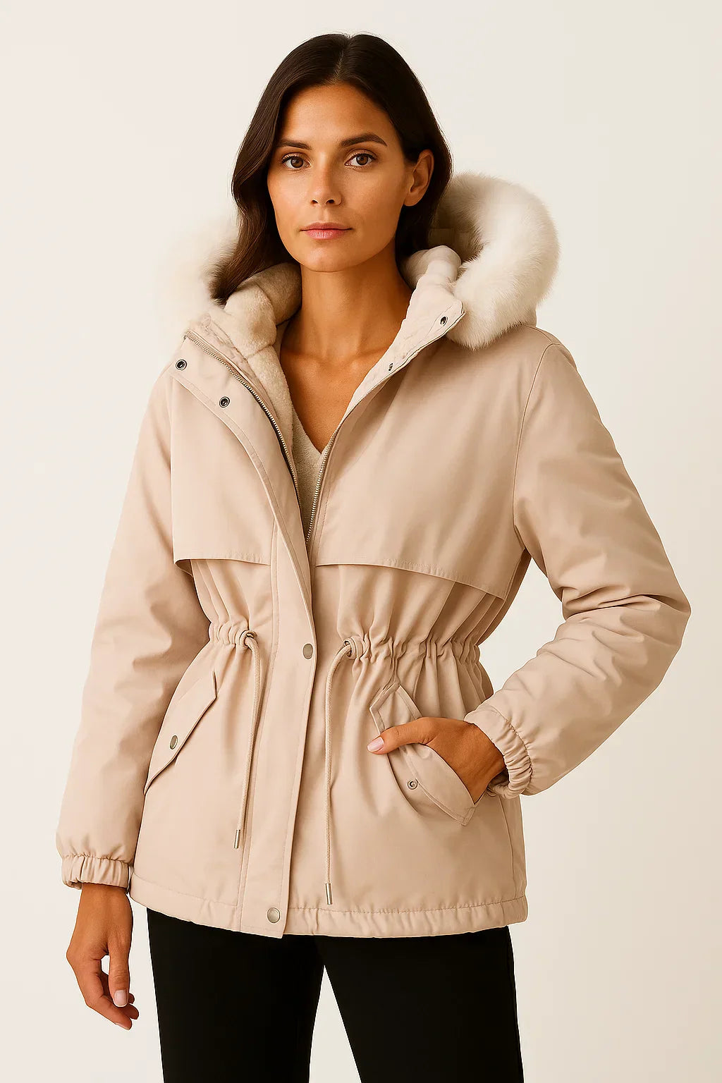 Women's Hooded Parka | Faux Fur Lined | Water-Resistant Adjustable Fit