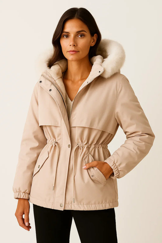 Women's Hooded Parka | Faux Fur Lined | Water-Resistant Adjustable Fit