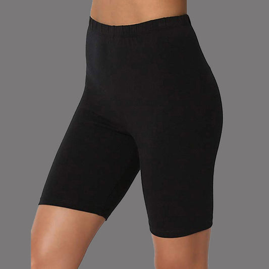 Daily Solid Elastic High Waist Stretch Biker Shorts