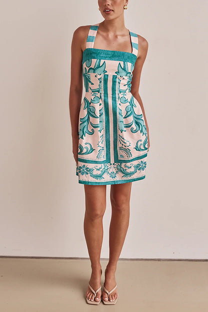 Vestido corto con bolsillos y tirantes anchos en mezcla de lino de verano Channeling 