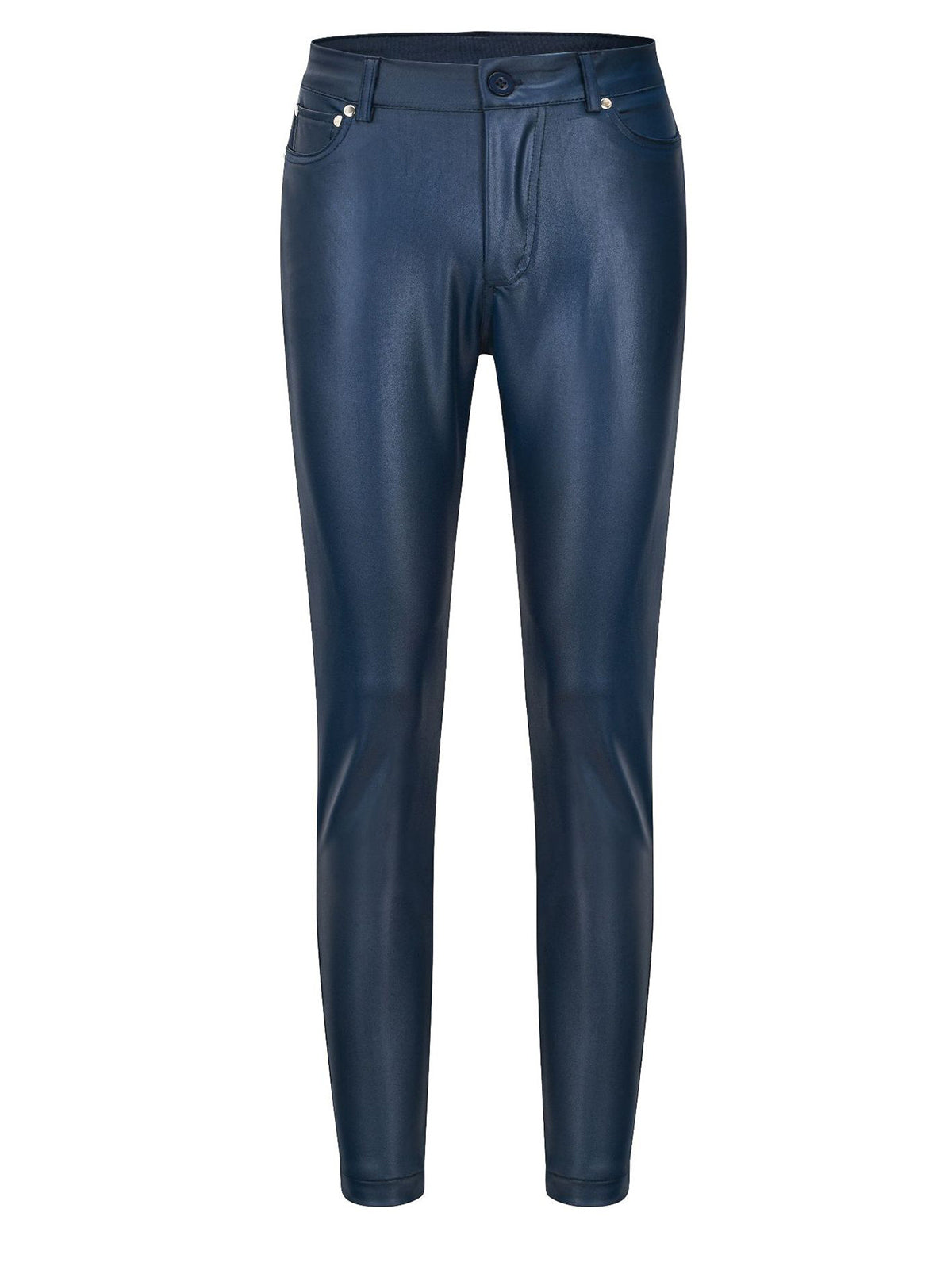 Casual Solid High Rise PU Leather Pencil Pants