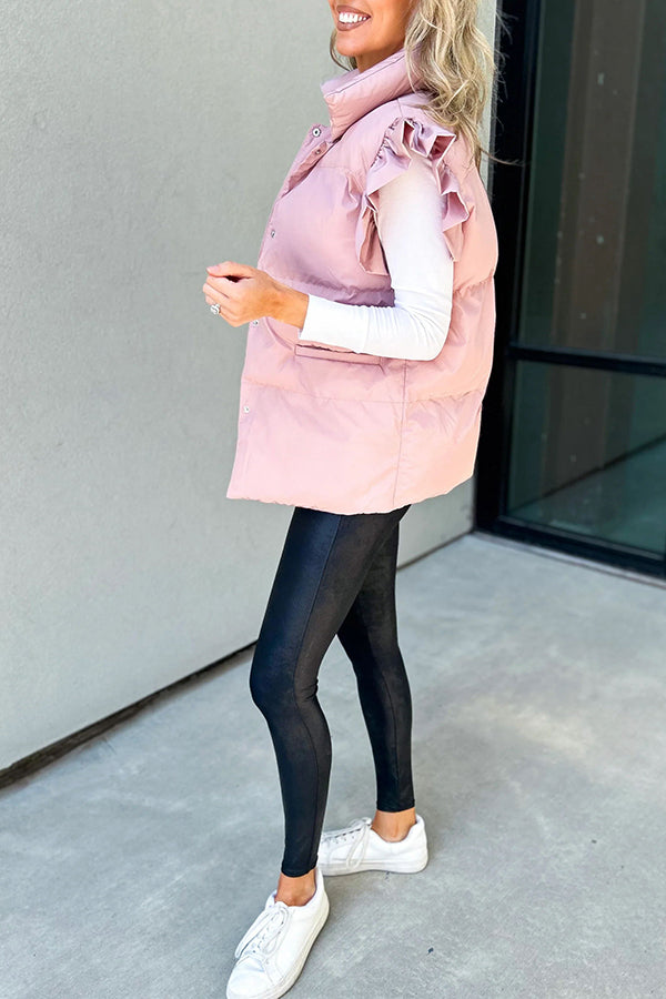 Chaleco con bolsillos y solapa abotonada y mangas con volantes de Remi 