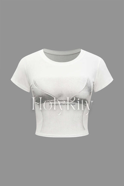 Body Print Crop T-shirt