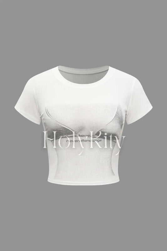 Body Print Crop T-shirt