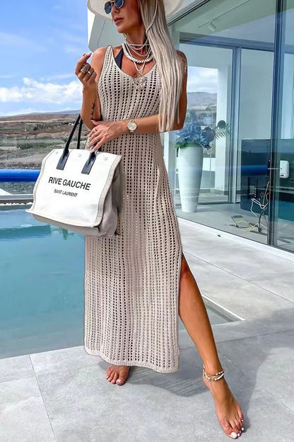 Vestido largo de crochet con espalda cruzada de Deserted Island 