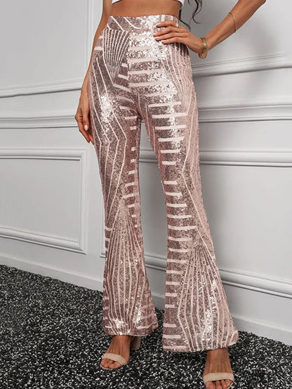 Fashion Sequin High Waist Flared Leg Pants