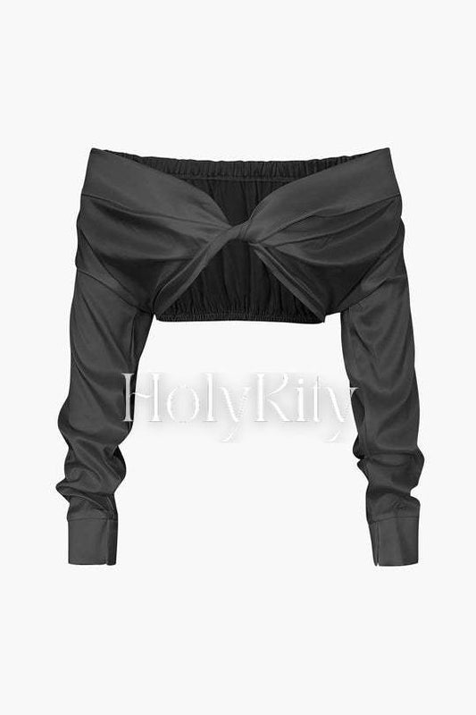 Off The Shoulder Twist Crop Blouse