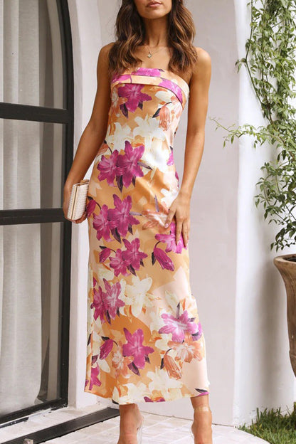 Vestido largo con hombros descubiertos y estampado floral Letters of Mine 