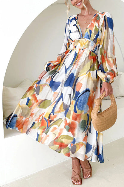 Vestido largo fluido de manga larga con estampado Eclipse Season