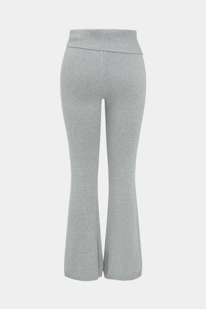 Solid Knit Hooded Top And Asymmetrical Pants Set