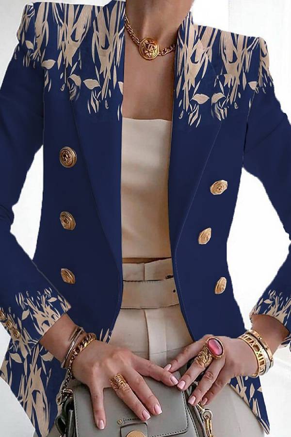 Art print double-breasted blazer