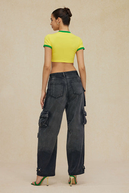 Jamaica "One Love" Yellow Graphic Crop Top